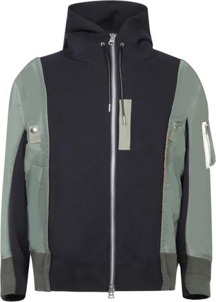 sacai Blauwe Jas voor Mannen Aw 24 - Heren - Vesten met rits - Blauw - M - Katoen - Hoodies & sweatvesten