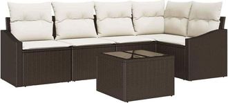vidaXL Vidaxl - Conjunto de Comedor de Jardín con cojín 6 pcs Marrón, crema