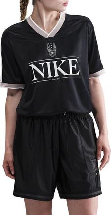 Nike Sportswear V-Neck Graphic Jersey in Black/Sail/College Grey at Nordstrom, Size Xx-Large