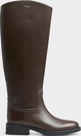Coach Womens Park brown leather tall boot Women