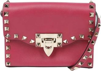 Valentino Pre-owned Cross Body Bags, female, Purple, Size: ONE SIZE Pre-owned Rockstud Flap Shoulder Crossbody Bag