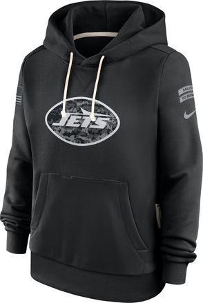 Nike New York Jets Salute to Service Sideline Nike Womens Dri-FIT NFL Pullover Hoodie in Black | 03C300AA2P-CYB