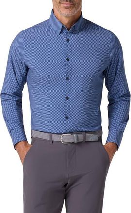 Mizzen+Main Leeward Trim Fit Diamond Print Performance Button-Up Shirt in Coastal Fjord Double Diamond at Nordstrom, Size Small