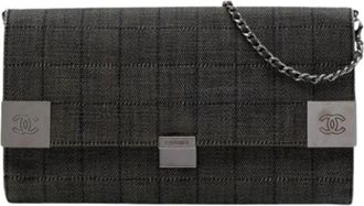 Chanel Pre-owned Quilted Denim Shoulder Bag - Dames - Vintage Clutch - Grijs - ONE Size - Denim - Vintage