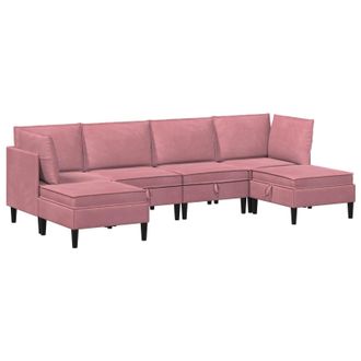 vidaXL Juego De Muebles De Sal&oacute;n Con Coj&iacute;n 6 Pcs Rosa Terciopelo Vidaxl
