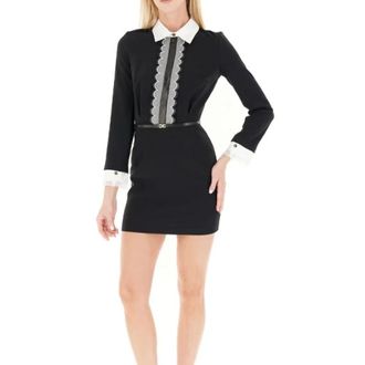Elisabetta Franchi Short Dresses, female, Black, L, Shirt Dress with Tulle Hem