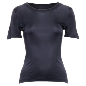 Versace GIANNI VERSACE Vintage black round neck slinky short sleeve top IT38 XS