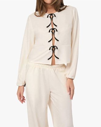 WeWoreWhat Tie Front Pajama Top In White
