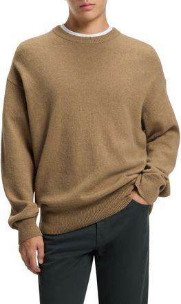 BOSS Hercole Crewneck Virgin Wool Sweater in Dark Beige at Nordstrom, Size Xx-Large