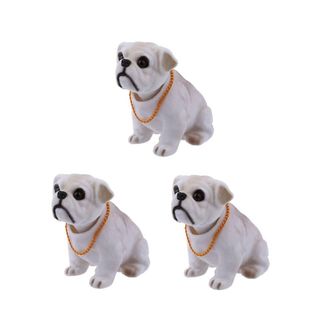 OEM 3 Adornos De Coche Con Cabeza De Bulldog, Color Blanco Y Gris Claro, Que Se Mueven Al Caminar