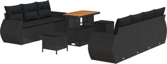 vidaXL Vidaxl - Garden Sofa Set Height-Adjustable 10 pcs Black Poly Rattan