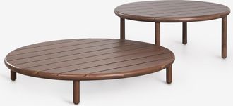 Sklum Set De 2 Mesas De Centro Para Jard&iacute;n Redondas En Madera De Acacia Olivia Sklum