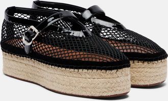 Alaia Ala&iuml;a Leather-trimmed fishnet espadrilles