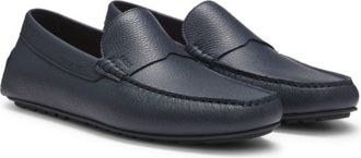BOSS Tumbled-leather loafers with driver sole