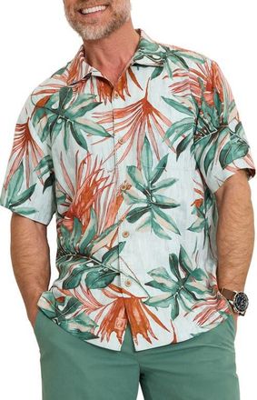Tommy Bahama Tidal Fronds Silk Camp Shirt in Pale Opal at Nordstrom, Size 3Xlt