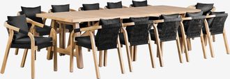 Sklum Sklum - Set De Mesa Rectangular (300x100 Cm) Y 12 Sillas De Jard&iacute;n En Madera De Acacia Dubai