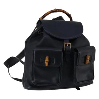 Gucci Pre-owned Backpacks, female, Blue, Size: ONE SIZE Pre-owned Leather Backpack