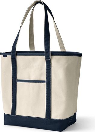Lands End Lands End Canvas Open Top Tote Bag Regular & Long Handle Carry All - Stylish for Work Travel Beach Errands Great Gift in
