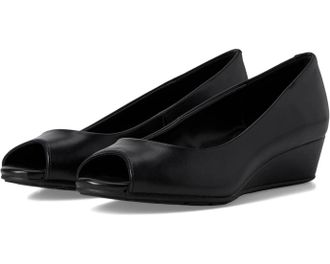 Bandolino Candra Pumps USBlack Slip On Peep Toe Wedge Heel JZZ1272