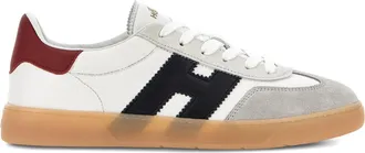Hogan White Low-Top Suede Overlay Logo Sneakers