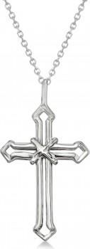 Allurez Gold Cross Necklace 14K White Gold Open Cross for Men/Women