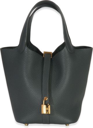 Herm&egrave;s Herm&egrave;s Clemence Picotin Lock 18 PM Vert Fonce GHW