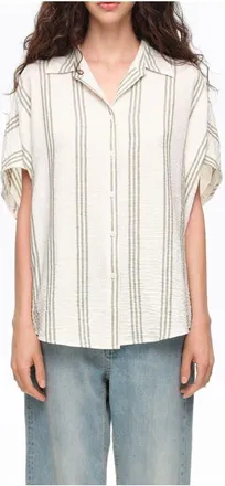 Bimba & Lola Striped Button-Up Shirt in Green at Nordstrom, Size Xx-Small