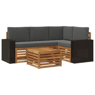 vidaXL Conjunto De Sof&aacute;s De Exterior 5 Pcs Natural Y Antracita Vidaxl
