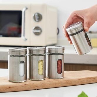 OEM Juego De 12 Botes Para Especias Con Tapas Giratorias, Botellas De Acero Inoxidable Para Condimentos, Botes Para Especias, Juego De Especias De Cocina,