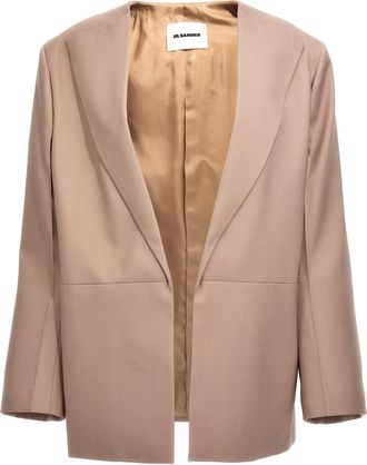 Jil Sander Single-Breasted Blazer Jacket Blazers Beige-Donna