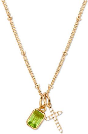 Brook & York Josephine Cross & Birthday Pendant Necklace in Gold August at Nordstrom