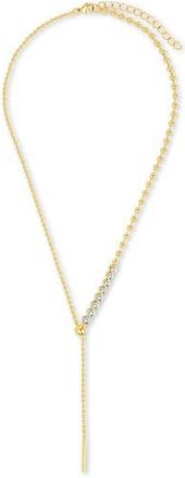 Sterling Forever Nella Delicate Cubic Zirconia Lariat Necklace in Gold at Nordstrom Rack