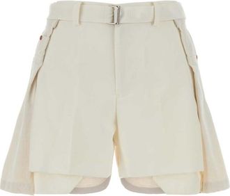 sacai Off White Solid Shorts