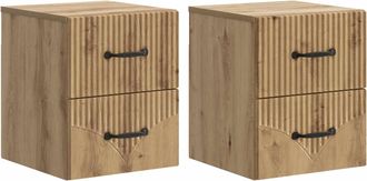 vidaXL Mesita De Noche De Pared 2 Uds. Roble Artisan 34,5 X 33 X 40 Cm Vidaxl