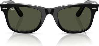 Ray-Ban Classic Wayfarer 50mm Sunglasses in Black On Transparent /Green at Nordstrom