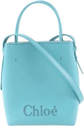 Chlo&eacute; Pre-owned Sense Leren Schoudertas - Dames - Vintage Tas - Blauw - ONE Size - Leer - Vintage