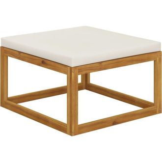 vidaXL vidaXL Poggiapiedi con Cuscino Bianco Crema in Legno Massello Acacia
