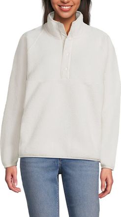 Lands End Unisex Snap Neck Fleece Pullover in Ivory Latte at Nordstrom, Size Xx-Large