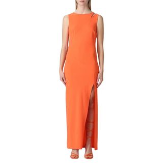 Patrizia Pepe Patrizia Pepe, Maxi Dresses, female, Orange, Size: S Elegant Coral Maxi Dress