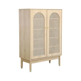 Sweeek Mueble para zapatos, pequeño buffet de 2 puertas trenzadas