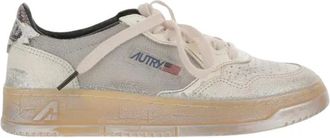 Autry Lage leren sneakers met glitter - Dames - Schoenen - Grijs - Maat: 37 EU Leer