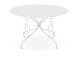Vente-Unique Mesa de jard&iacute;n D.120 cm de metal - Blanco - GUERMANTES de MYLIA