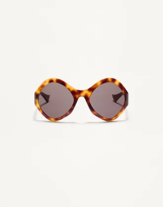 Valentino Round Acetate Eyewear unisex HAVANA/GREY 61