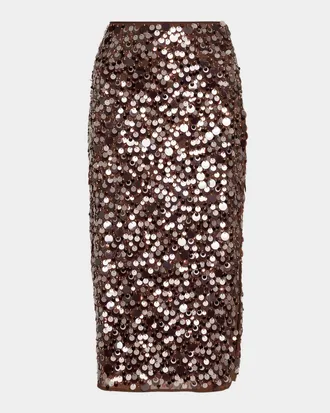 Milly Roxanne Paillette Midi Pencil Skirt