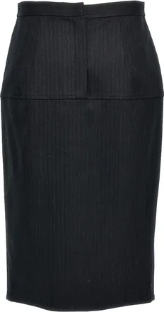 Fendi Womens Gray Virgin Wool Midi Skirt