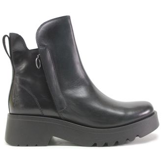 FLY London MUZZ977FLY Rug Leather Womens Zip Up Boots - Black - Size:UK 6