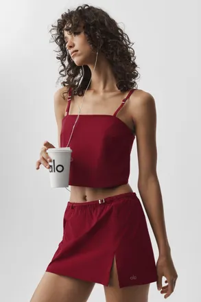 Alo | Cropped Connection Tank Top in Summer Romance Red, Size: Medium