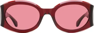 Ferragamo SF2008S Sculpted Oval Sunglasses - Red