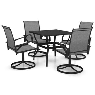 Berkfield Home 5 Piece Garden Dining Set Textilene & Steel in Grey