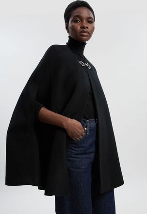 Karen Millen Womens Wool Tailored Cape Short Coat - Black - Size 14 UK